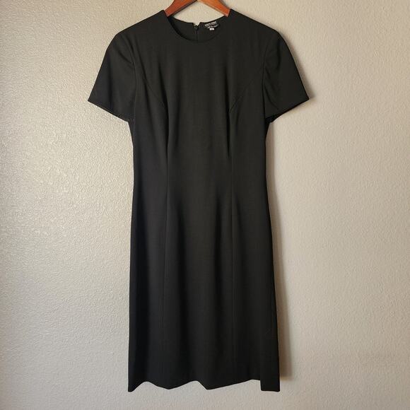 Giorgio Armani Wool Crew Neck Short Sleeve Sheath Dress (Flawed) - Picture 1 of 7